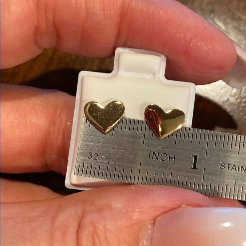 New Gold Plated Brass Heart Earrings